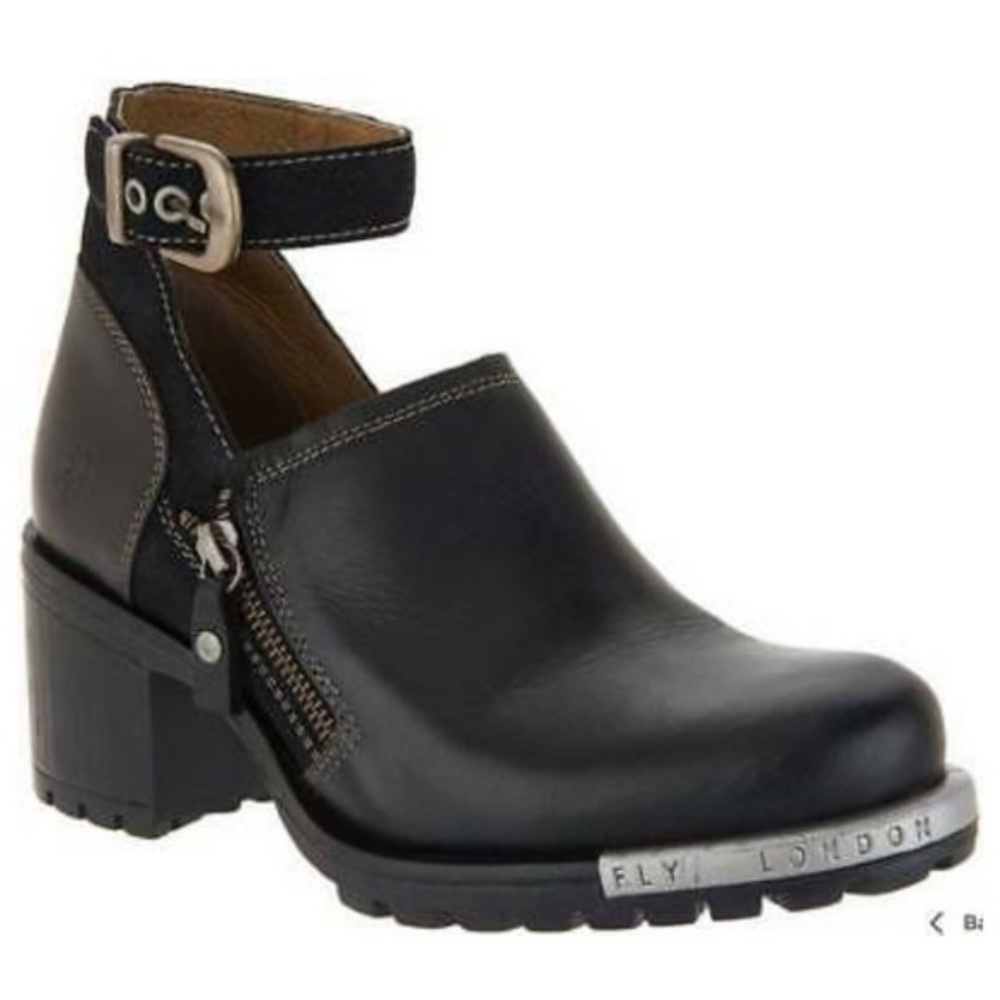 Fly London Lepu leather block heel booties